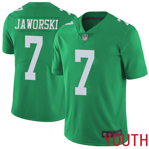 Youth Philadelphia Eagles #7 Ron Jaworski Limited Green Rush Vapor Untouchable NFL Jersey Football->youth nfl jersey->Youth Jersey
